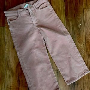 Soft Pink Cropped Corduroy Wide Leg Girls Pants
